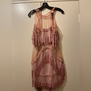 Fashionova blush color fringe dress XL . New w tags. Runs smaller .